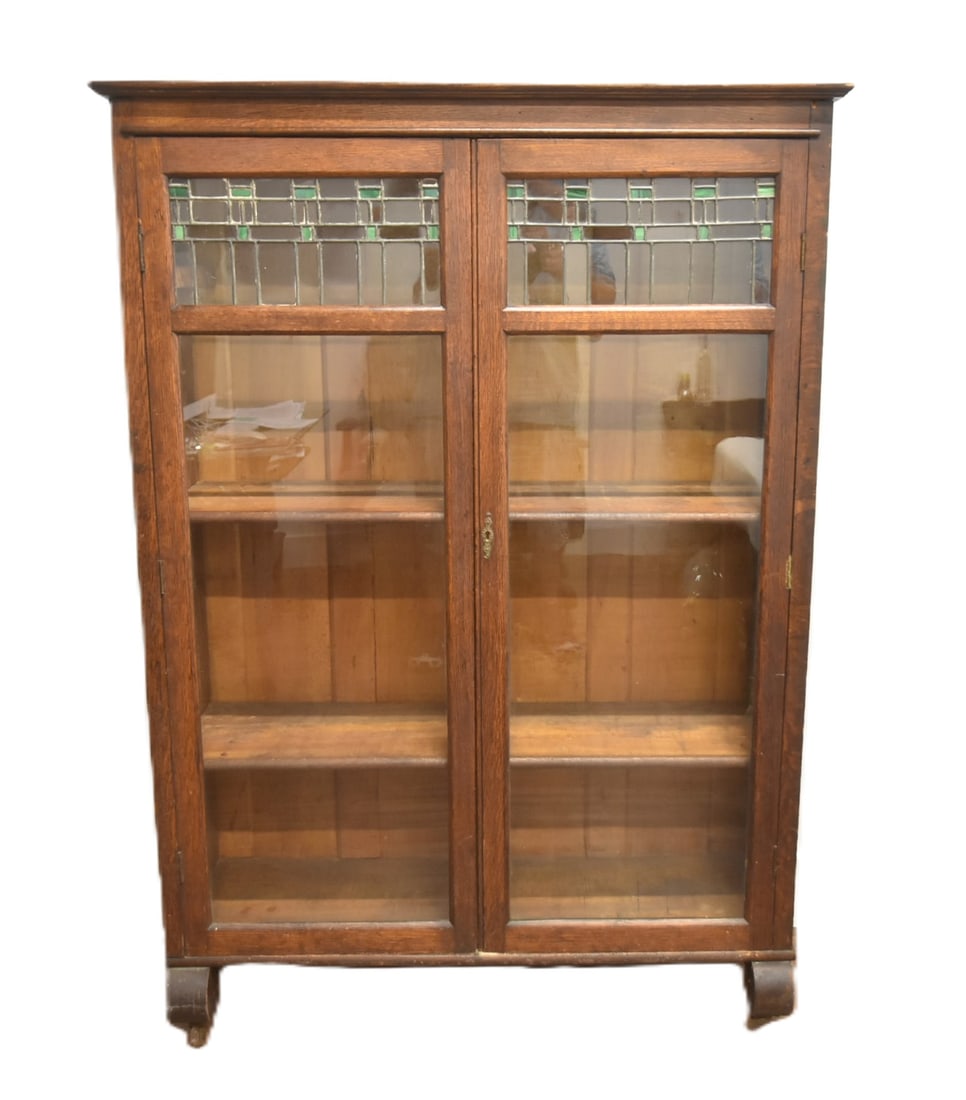LARKIN # 6 OAK LEADED GLASS BOOKCASE (1 of 16)