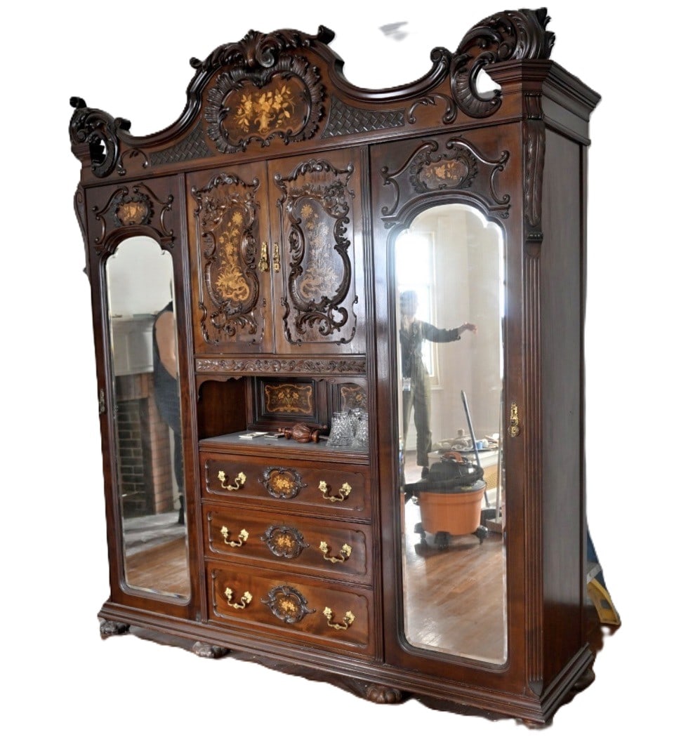 FLORAL MARQUETRY INLAID ARMOIRE (1 of 10)