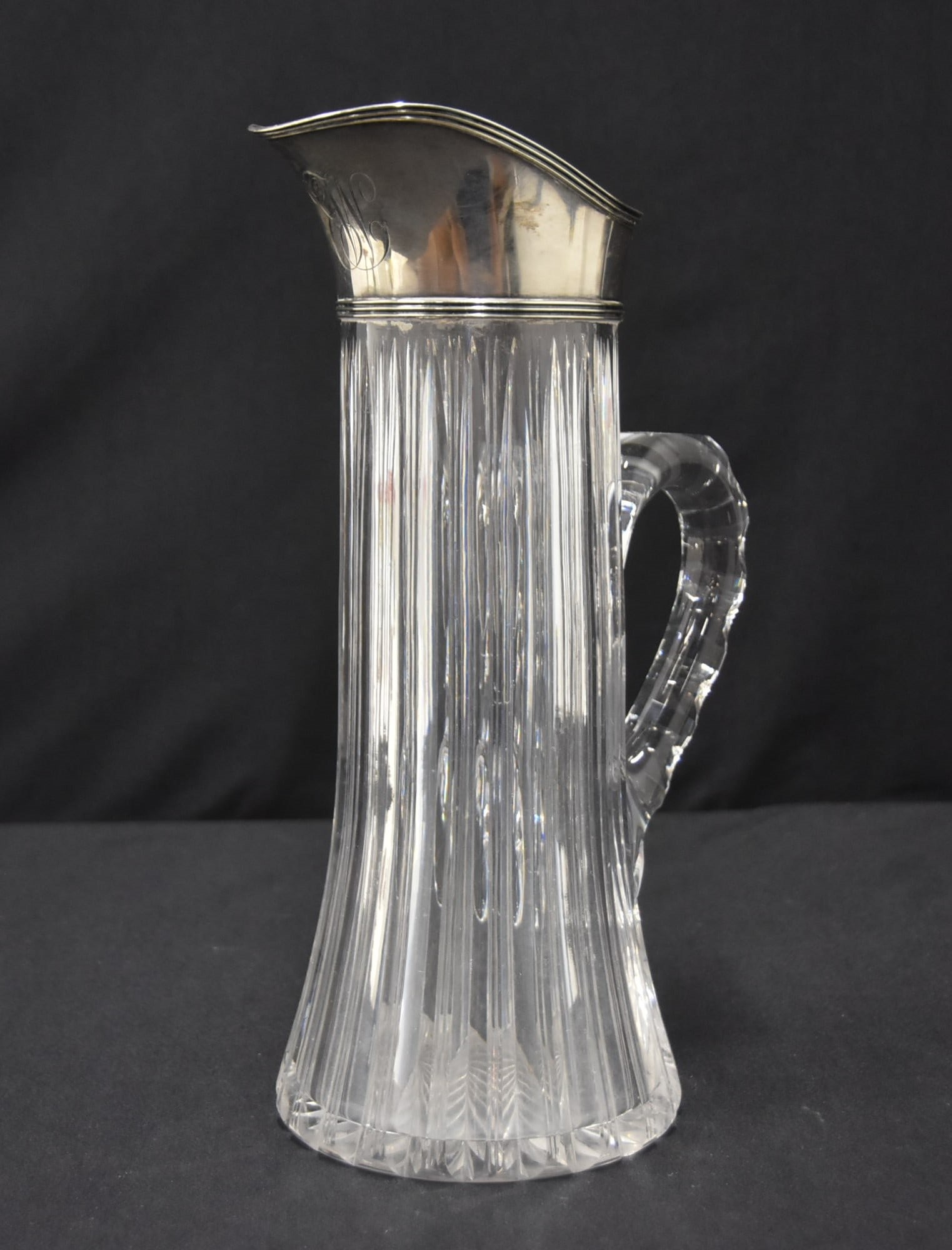 ANTIQUE STERLING & CUT GLASS PITCHER (1 of 9)