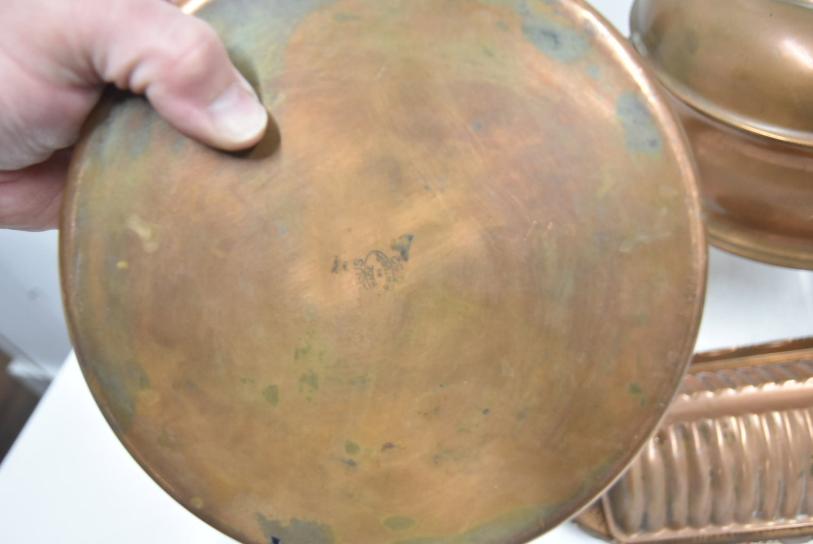 (8)pc ANTIQUE COPPER TABLE WARE GROUPING - 10