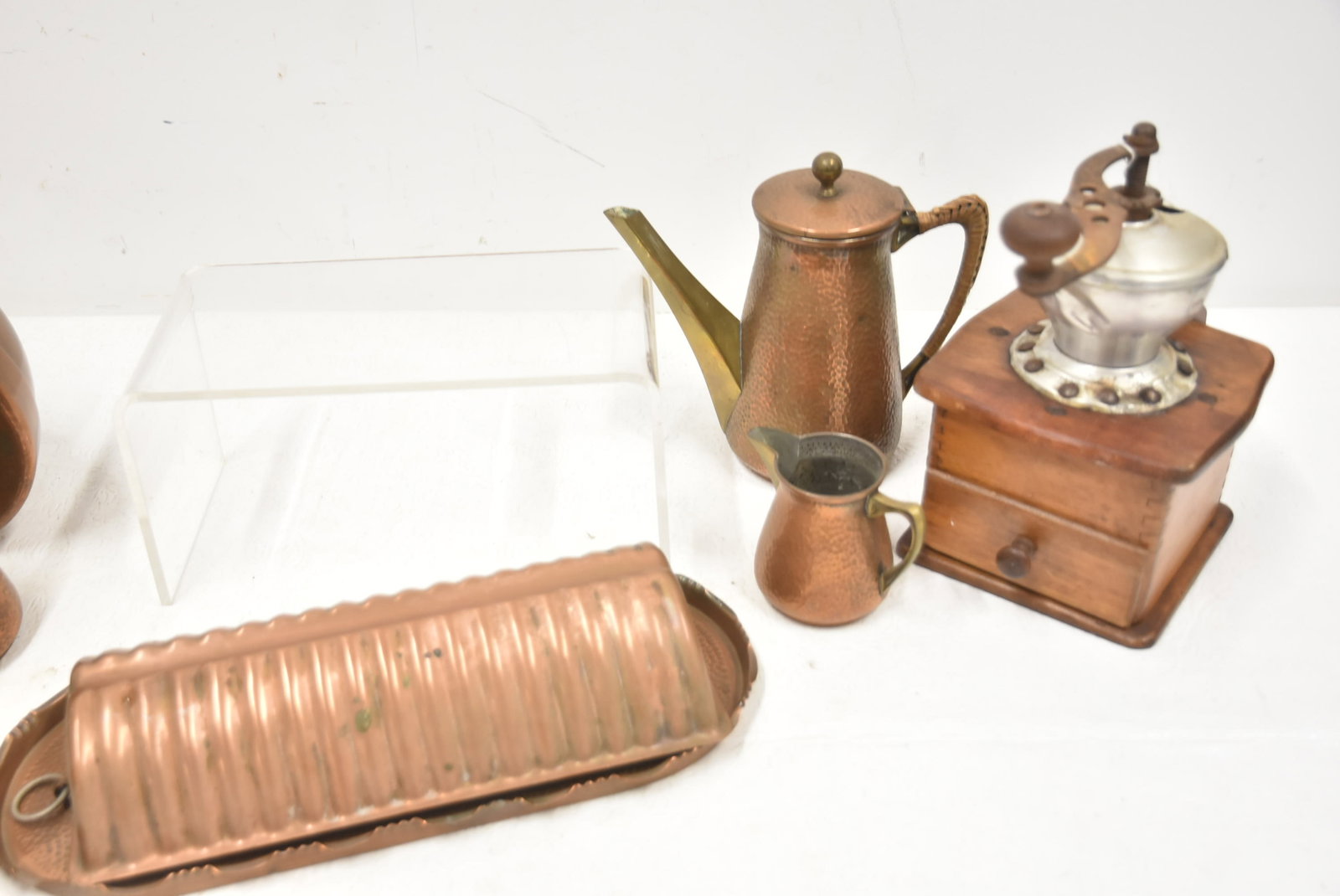 (8)pc ANTIQUE COPPER TABLE WARE GROUPING - 12