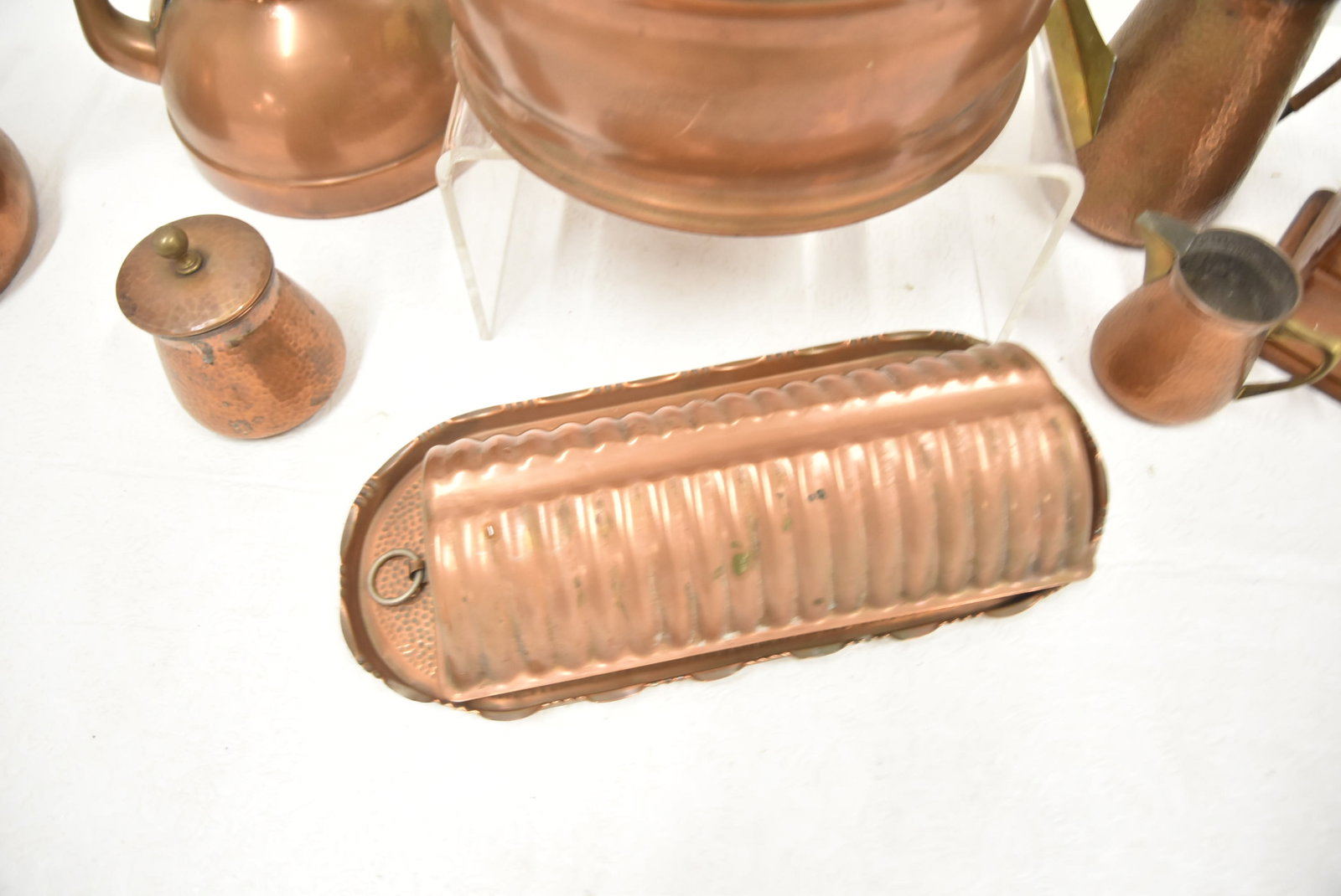 (8)pc ANTIQUE COPPER TABLE WARE GROUPING - 8