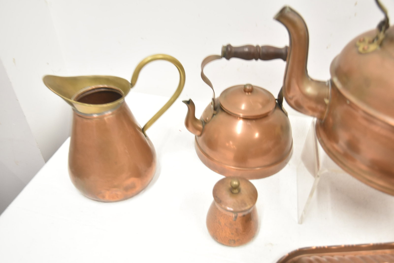 (8)pc ANTIQUE COPPER TABLE WARE GROUPING - 9