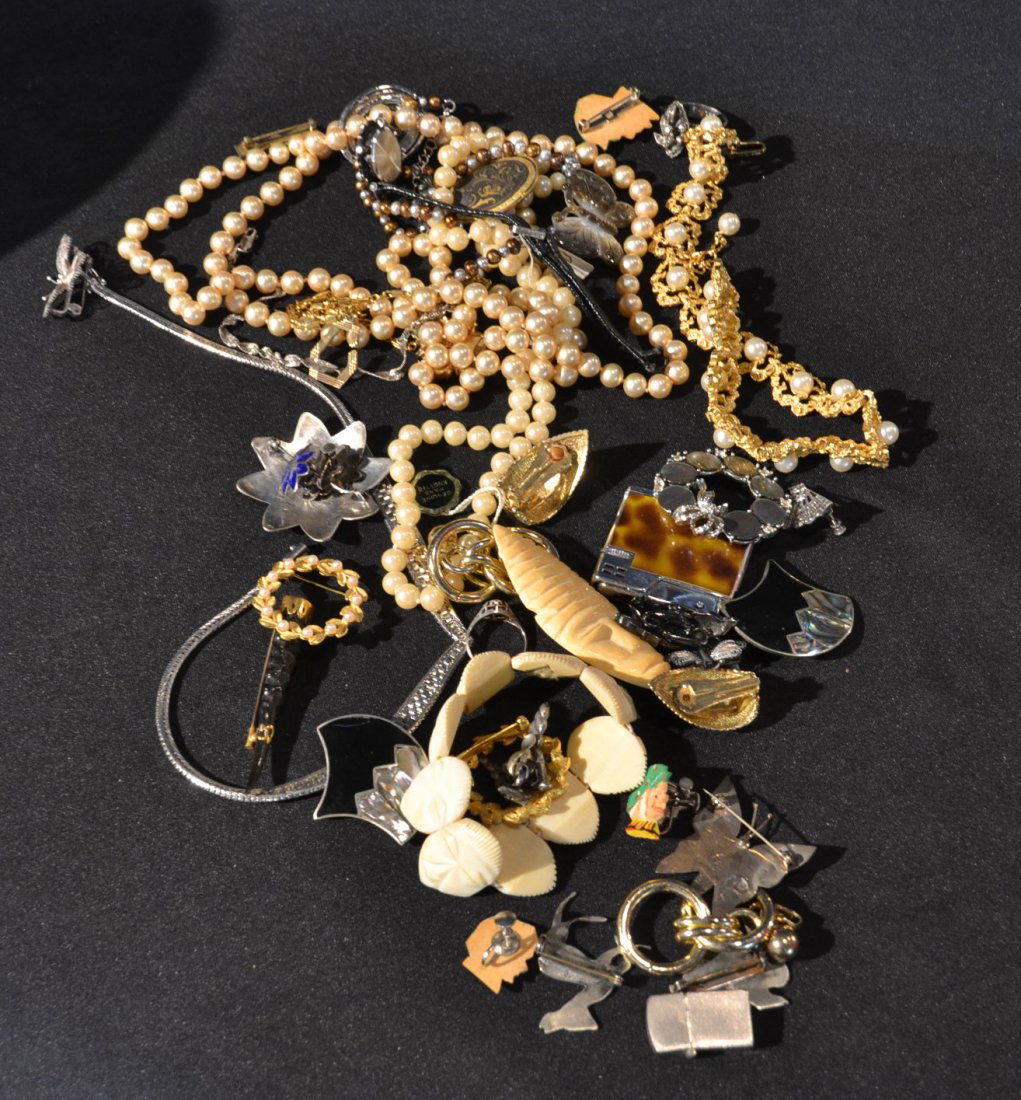 ASSORTED COSTUME INC- TRIFARI, BEADS, EARRINGS,: LIGHTERS & STERLING JEWELRY