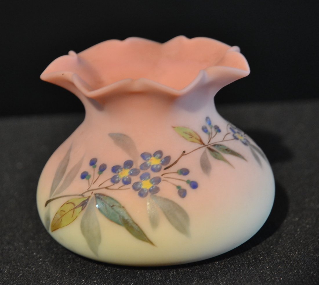 WEBB CASED GLASS RUFFLED VASE ; SIGNED: THOMAS WEBB & SON - 3 1/4" x 2"