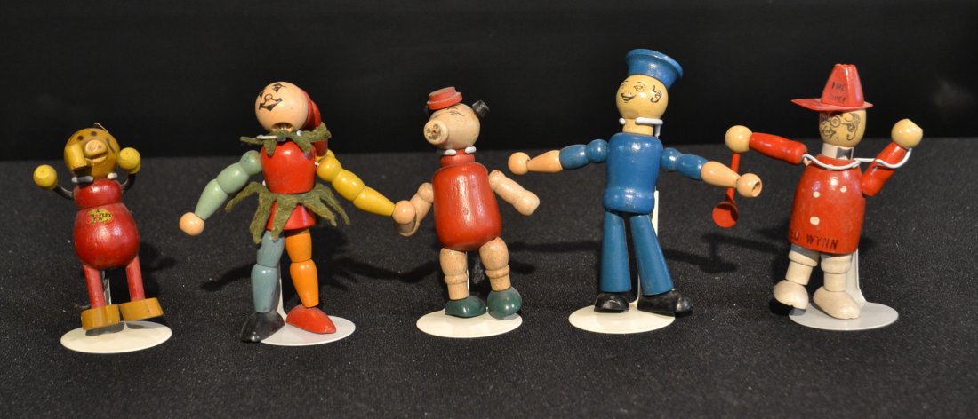 (5) WOOD FIGURINES INCLUDING ED WYNN
