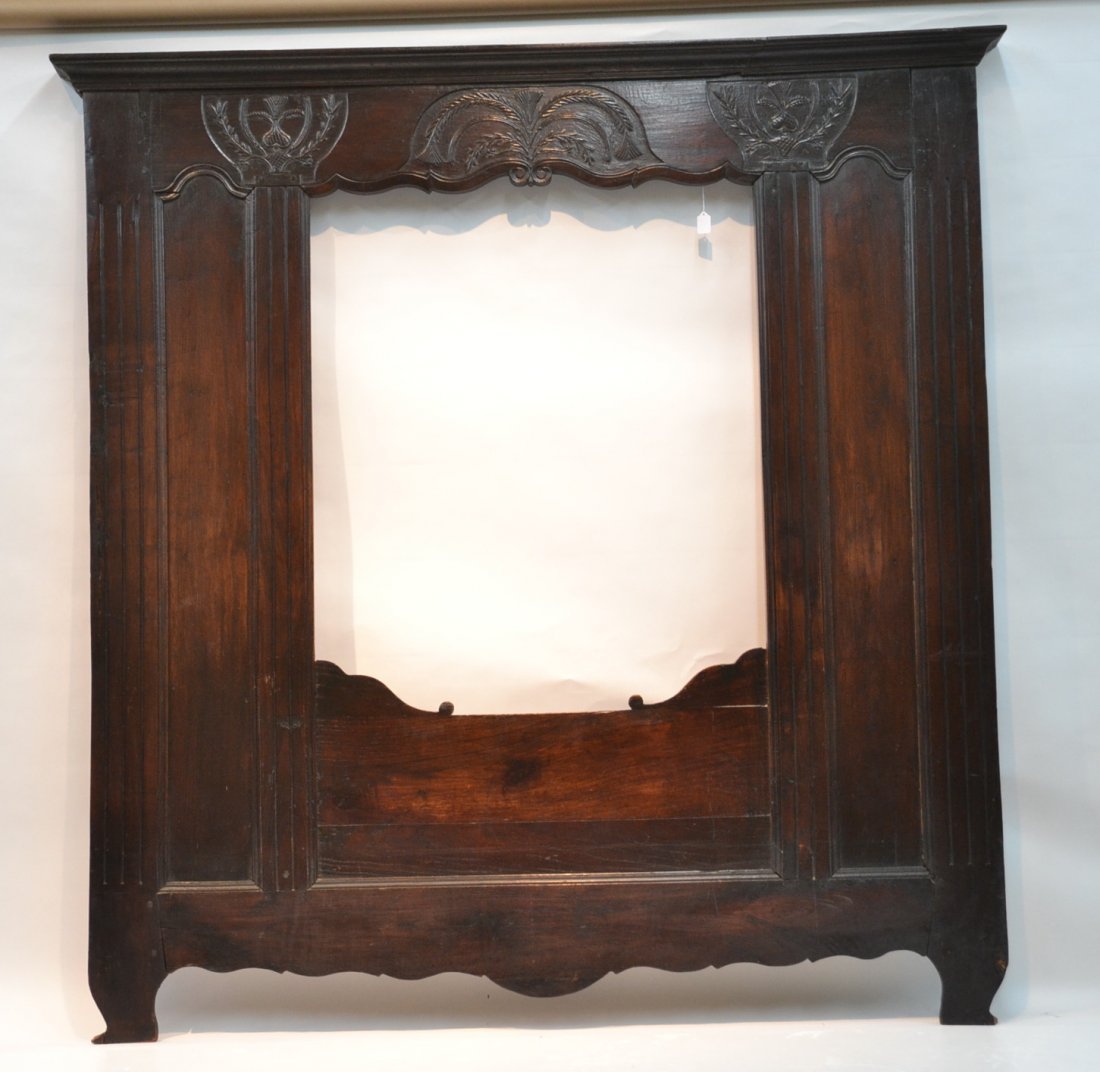 LARGE CARVED FRENCH HEADBOARD WITH PRESSED: DECORATIONS - 74" x 77"