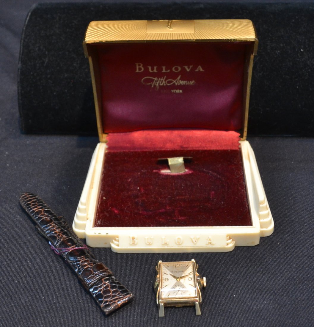 14kt BULOVA WATCH WITH BOX (BAND AS FOUND): 14kt BULOVA WATCH WITH BOX (BAND AS FOUND)