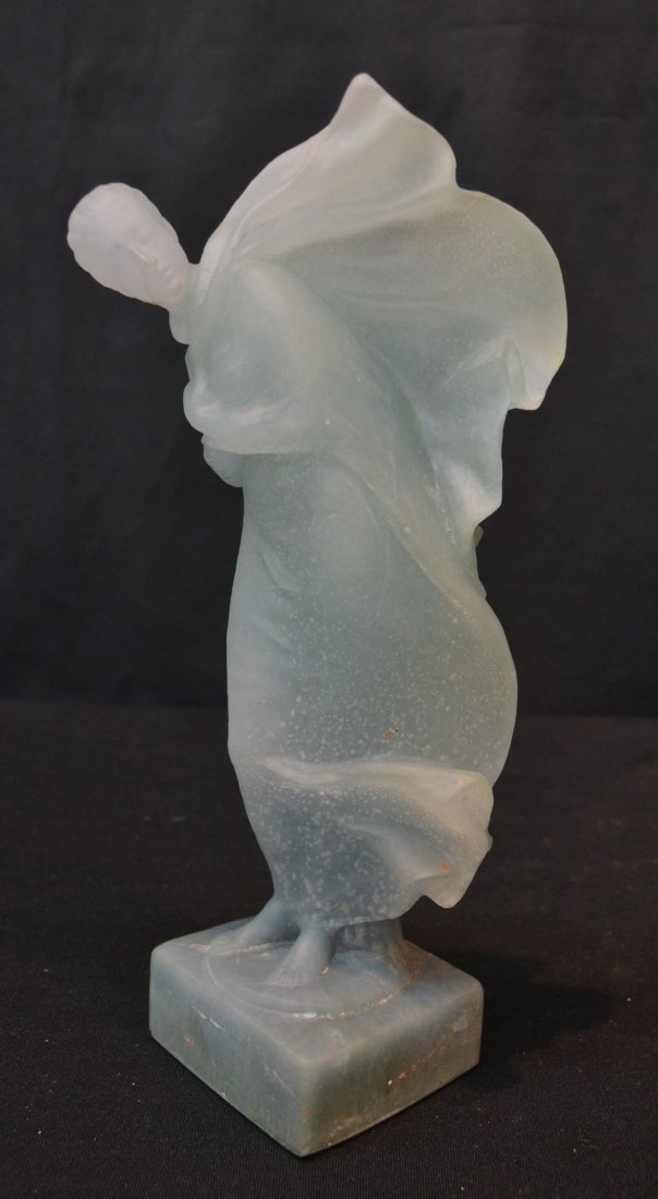 DAUM NANCY ART GLASS WOMAN IN CAPE WITH FLOWERS: 10" TALL