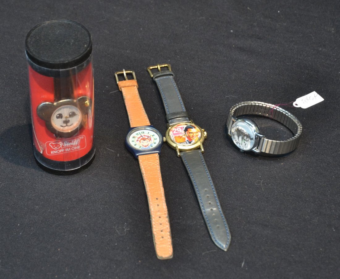 ASSORTED CHARACTER WATCHES INCLUDING ELVIS,: MARILYNN MONROE, STEIFF & HOWDY DOODY