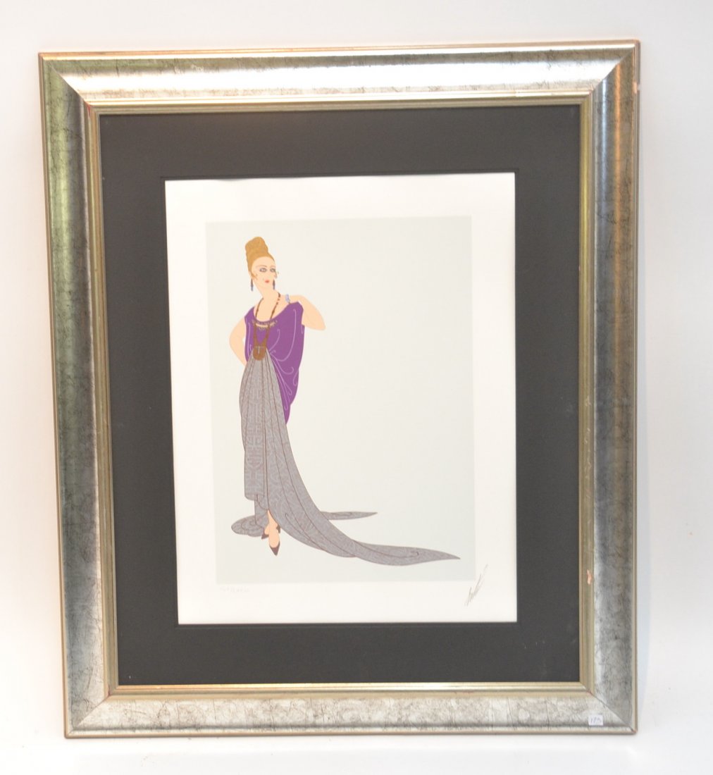 "AT THE BALL" PENCIL SIGNED ERTE SERIGRAPH: HAND SIGNED & NUMBERED XLV/CXCVI ; 1981 WITH CERTIFICATE STICKER INVERSO - 12" x 17" , 27" x 33" OVERALL