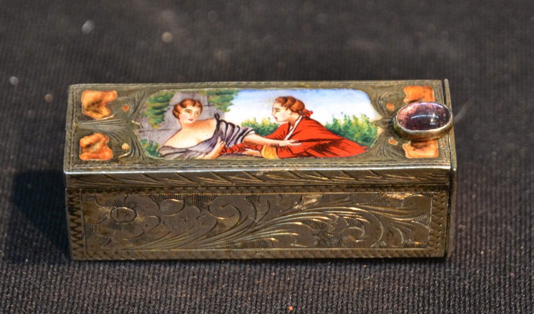 800 SILVER ENAMEL LIPSTICK - 2 1/8" LONG: 800 SILVER ENAMEL LIPSTICK - 2 1/8" LONG