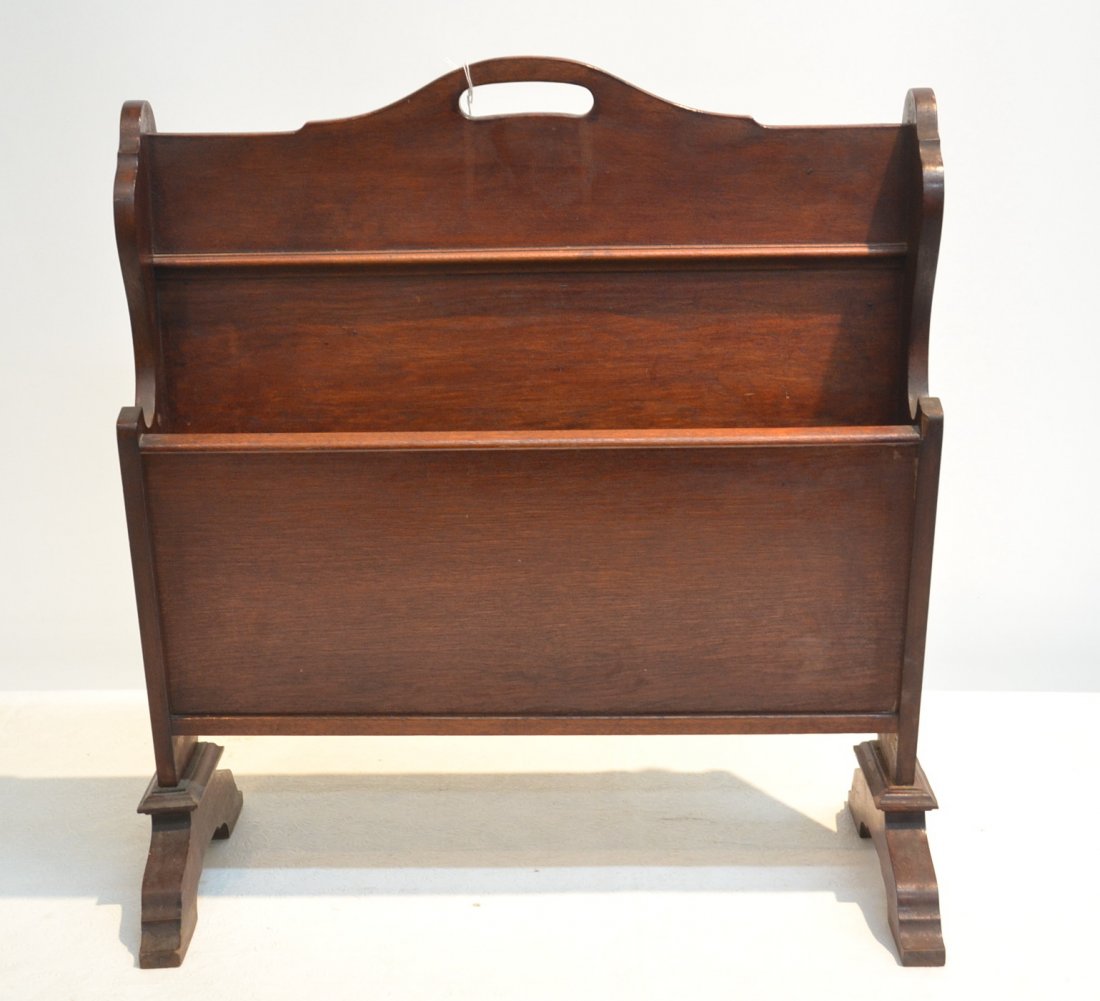MAHOGANY MAGAZINE RACK - 21" x 8" x 25": MAHOGANY MAGAZINE RACK - 21" x 8" x 25"
