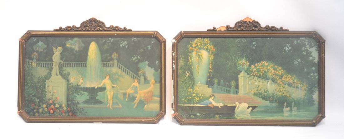 (Pr) MAXFIELD PARRISH STYLE PRINTS IN ORIGINAL: FRAMES (FRAMES HAVE SOME GILT LOSS) 32" x 23"