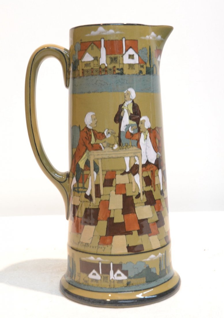 DELDARE BUFFALO POTTERY TANKARD: THE GREAT CONTROVERSY" & "ALL YOU HAVE TO DO IS TEACH A DUTCHMAN ENGLISH" ARTIST SIGNED M.SNEAD - 7" x 12