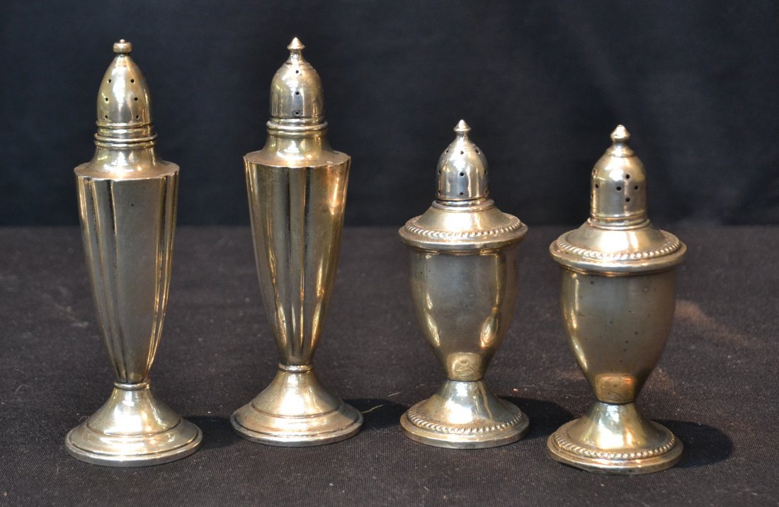 (2)pr's WEIGHTED STERLING SILVER SALT & PEPPERS: 6" TALL