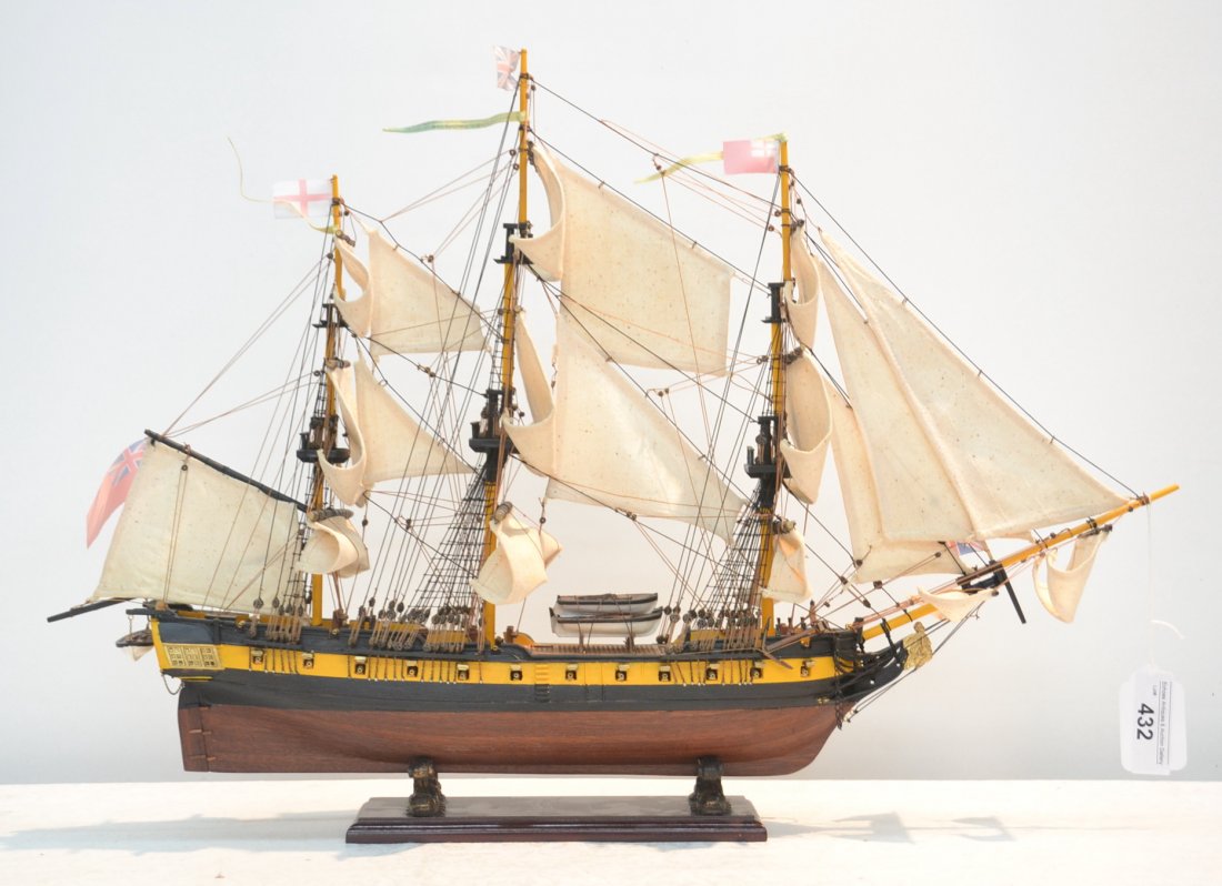 MODEL SHIP ON STAND - 29" x 21": MODEL SHIP ON STAND - 29" x 21"