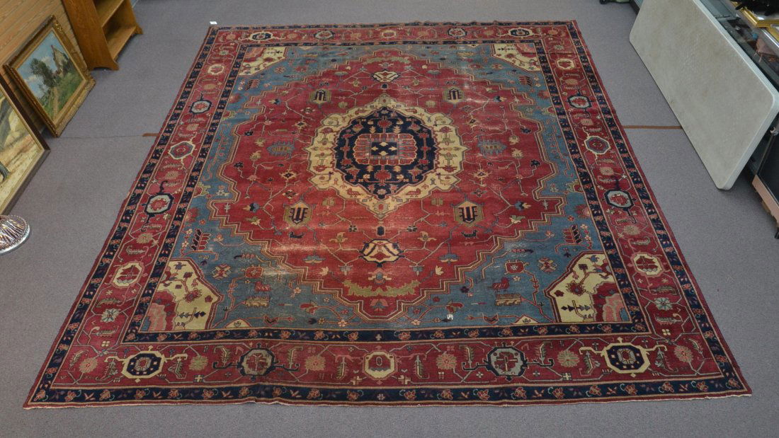 TURKISH SERAPI RUG WITH MEDALLION -: 12" 2" x 14' 10"