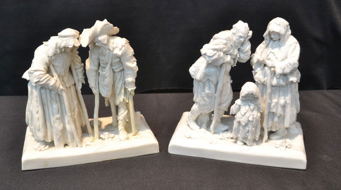 (Pr) CAPODIMONTE FIGURAL GROUPINGS: (REPAIRED) 6" x 3 1/2" x 6 1/2"