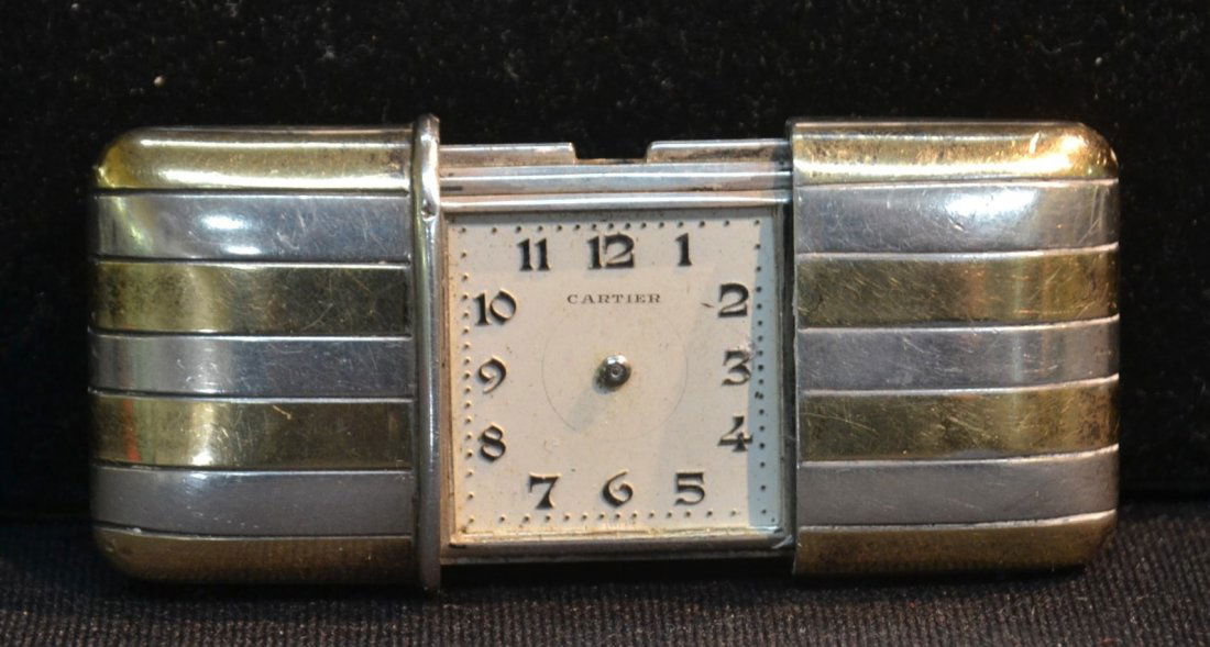 STERLING SILVER CARTIER PURSE WATCH MADE BY MOVADO: MISSING HANDS, CRYSTAL & CROWN - 2.55ozt