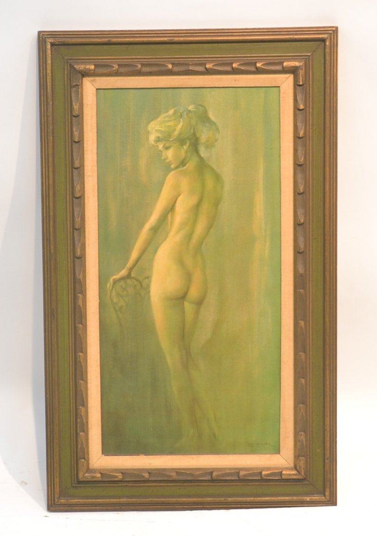 LEO JANSEN PRINT ON CANVAS OF STANDING FEMALE NUDE: 15" x 30" , 23" x 38"