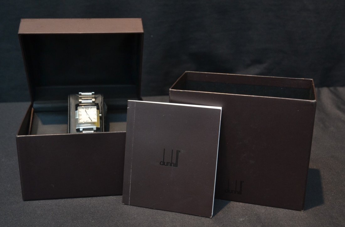 DUNHILL STAINLESS STEEL WATCH: NEW IN BOX WITH PAPERS