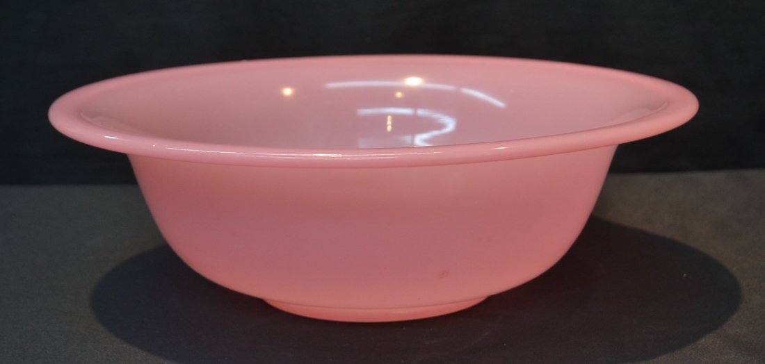 LARGE FRENCH PINK OPALINE BASIN - 15" x 5": LARGE FRENCH PINK OPALINE BASIN - 15" x 5"