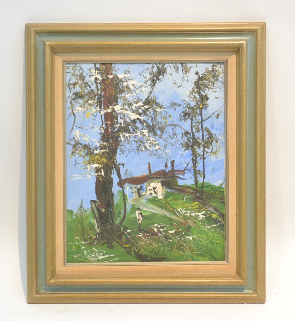 MORRIS KATZ OIL ON BOARD - 16" x 20": 23 1/2' x x 27 1/2" OVERALL