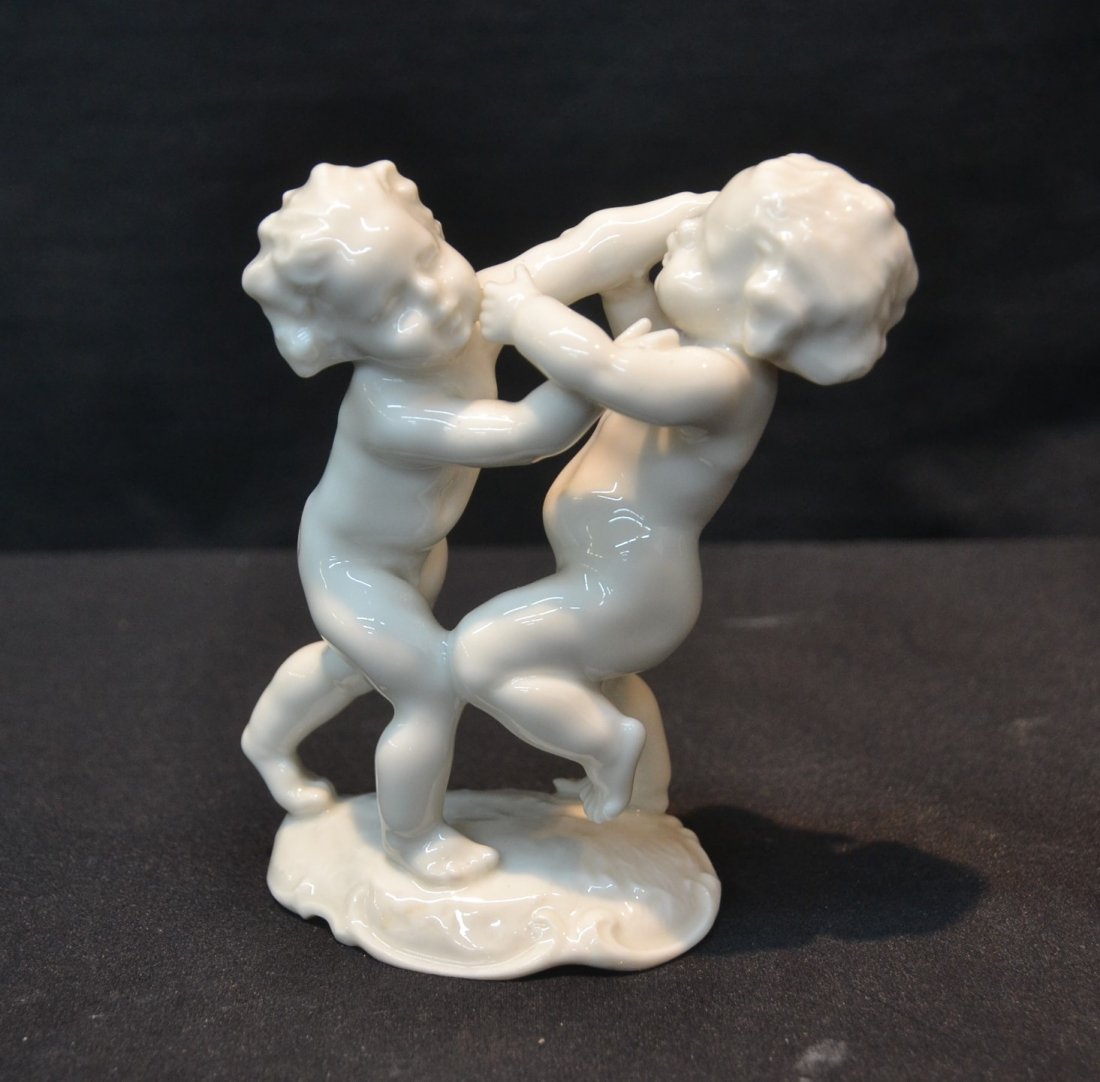 HUTCHENREUTHER DOUBLE FIGURE OF CHILDREN: 4 1/2' x 3"