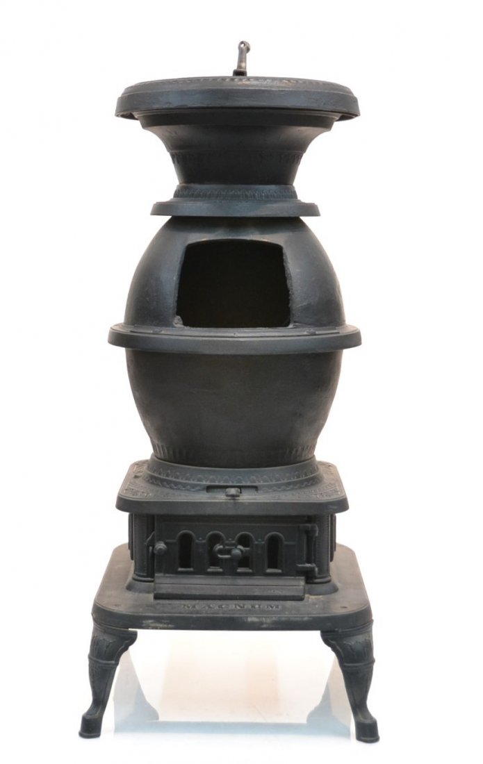 LARGE CAST IRON POT BELLY STOVE BY ARMSTRONG