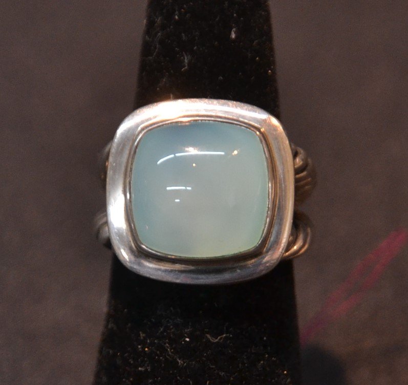 STERLING SILVER DAVID YURMAN RING WITH STONE: SIZE 7