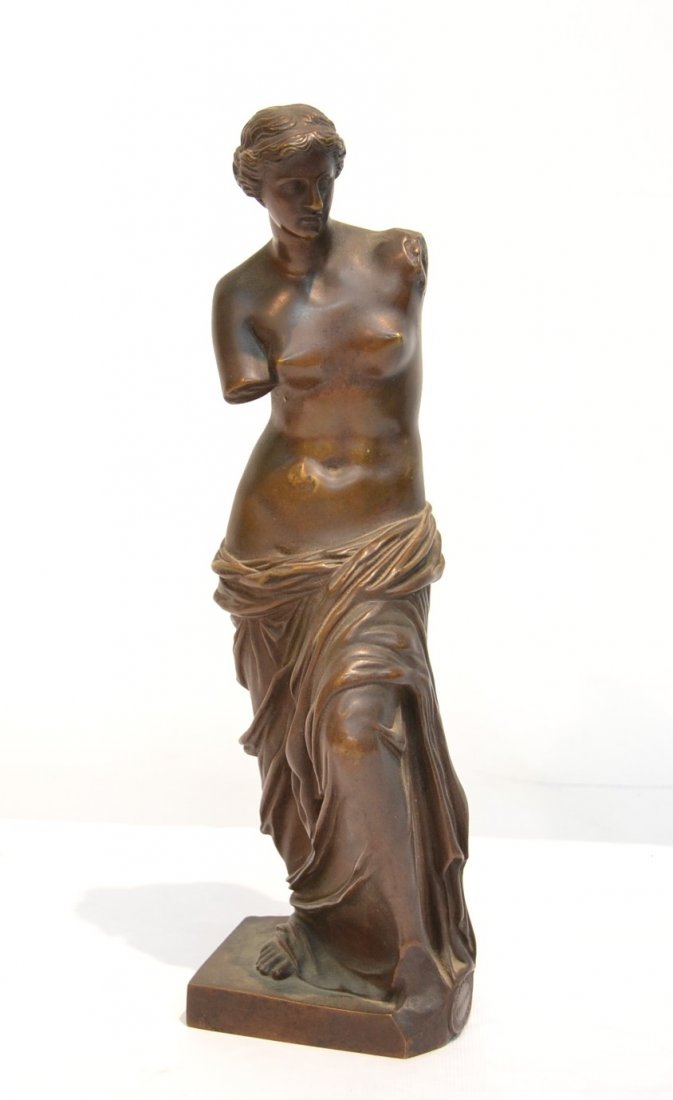 GERMAN BRONZE SCULPTURE OF VENUS DE MILLO: WITH BELAIRE Co. BERLIN FOUNDRY - 10 1/2" TALL