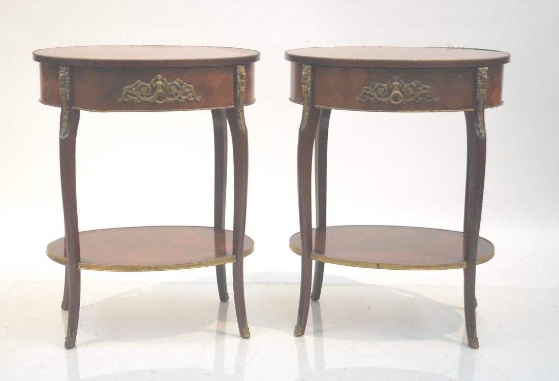 (Pr) FRENCH STYLE STANDS WITH BRONZE MOUNTS &: SHELF - 21" x 16" x 27"