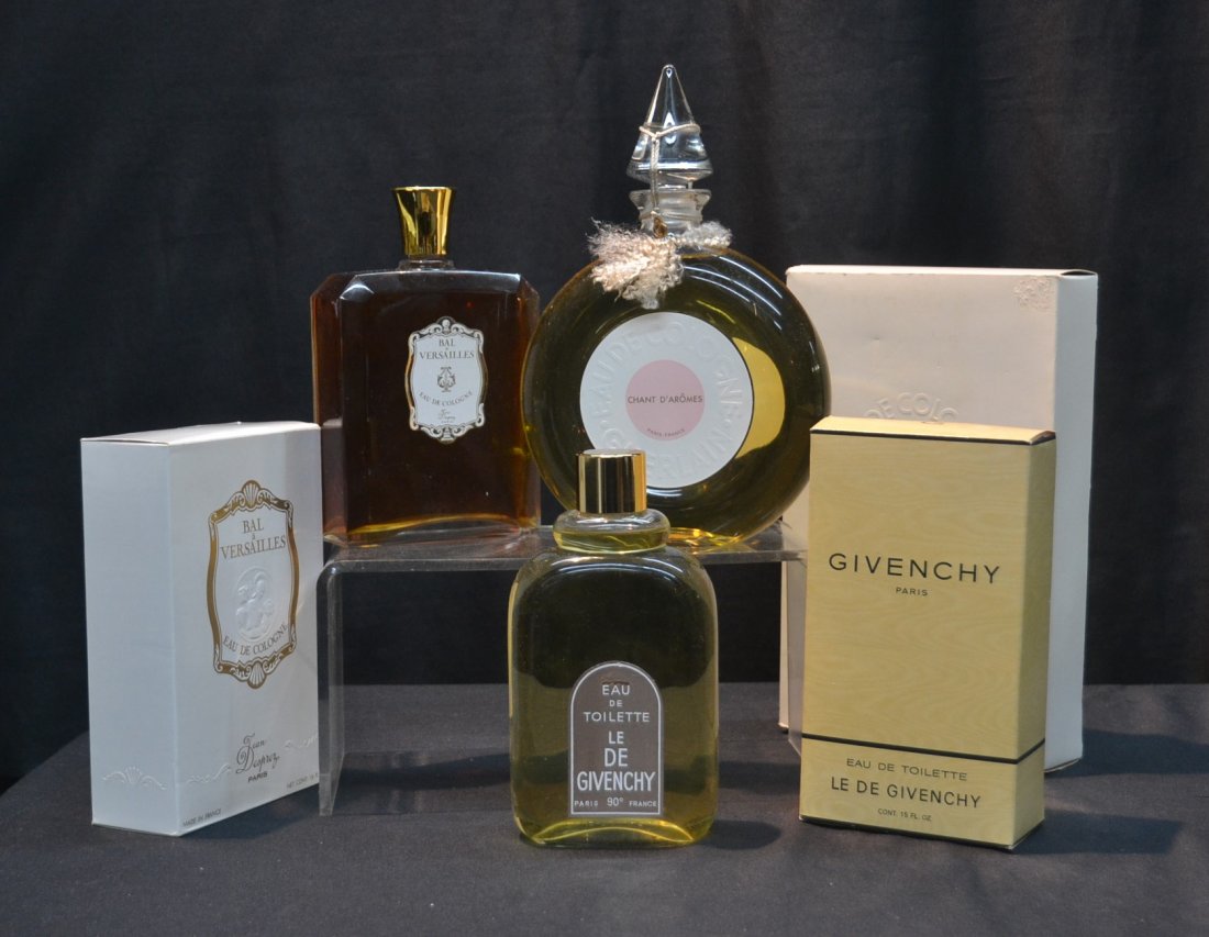 (3) PARIS PERFUMES - 16oz CHANT D'AROMES,: 16oz BEL A VERSAILLES & 15oz GIVENCHY - IN ORIGINAL BOXES