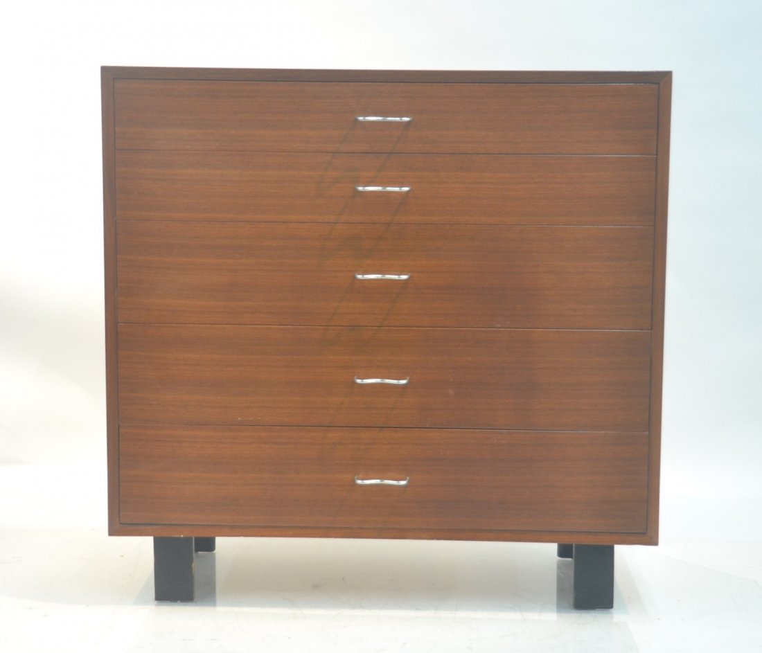 MODERN GEORGE NELSON FOR HOWARD MILLER: 5-DRAWER CHEST - 40" x 18 1/2" x 40" (HAS SOME SCRATCHES)
