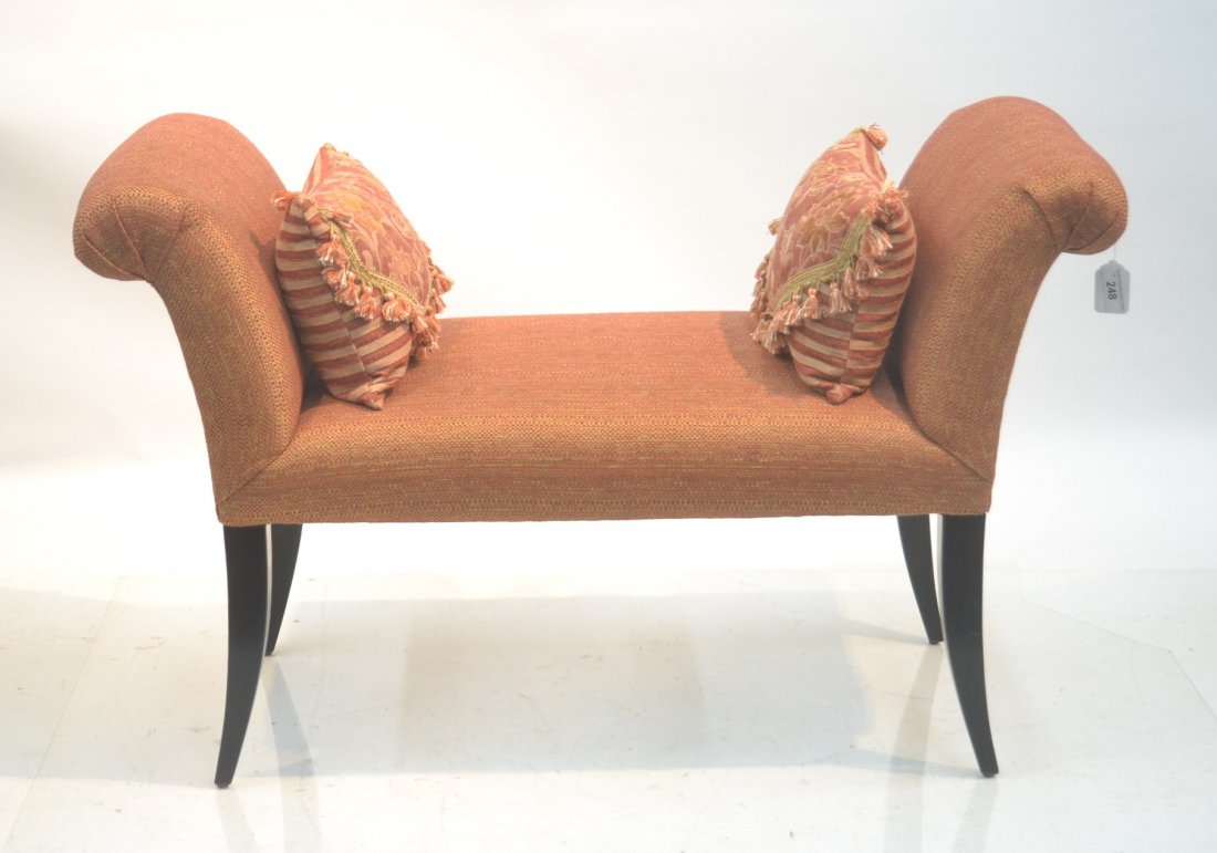 UPHOLSTERED ROLLED ARM BENCH: 50" x 21" x 31"