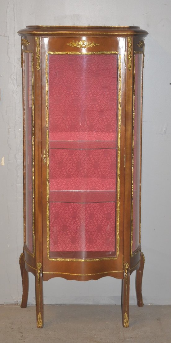 CONTEMPORARY VITRINE WITH BRONZE MOUNTS: 26" x 15" x 59 1/2" (PLEXIGLASS)