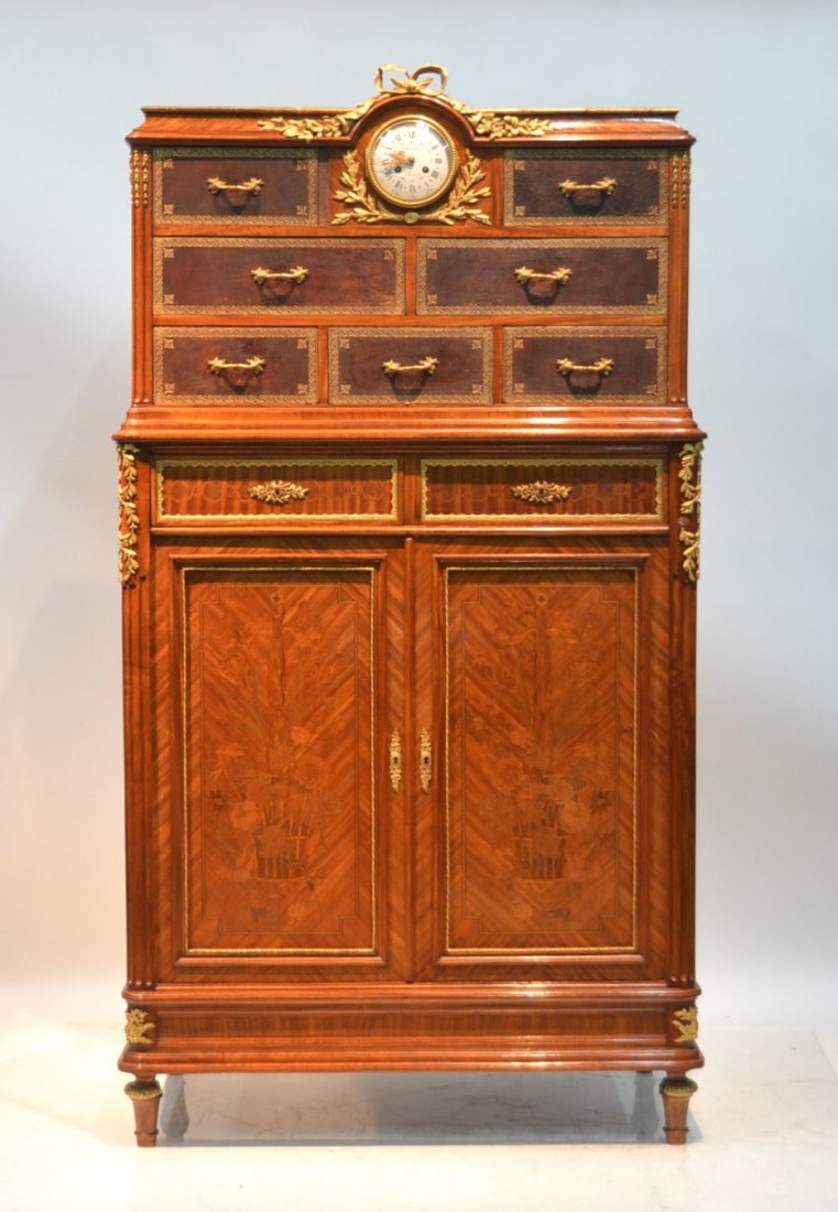 19thC LXVI STYLE SATINWOOD & MARQUETRY CABINET (1 of 10)