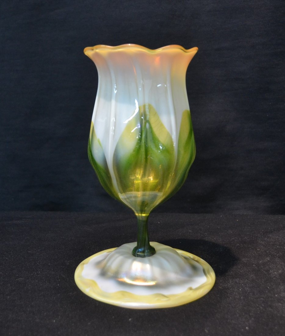 L.C TIFFANY FLOWER COMPOTE VASE (1 of 9)