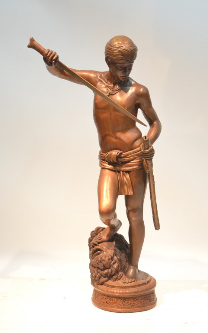 LARGE BRONZE STATUE OF DAVID VANQUISHING GOLIATH (1 of 9)
