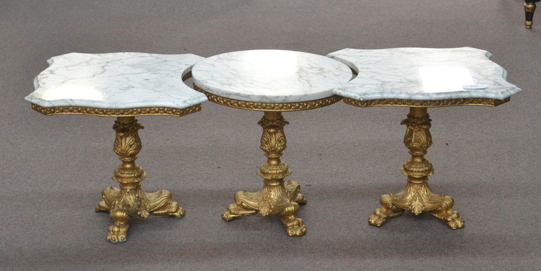 (3)PART MARBLE TOP COFFEE TABLE WITH GILT METAL (1 of 5)