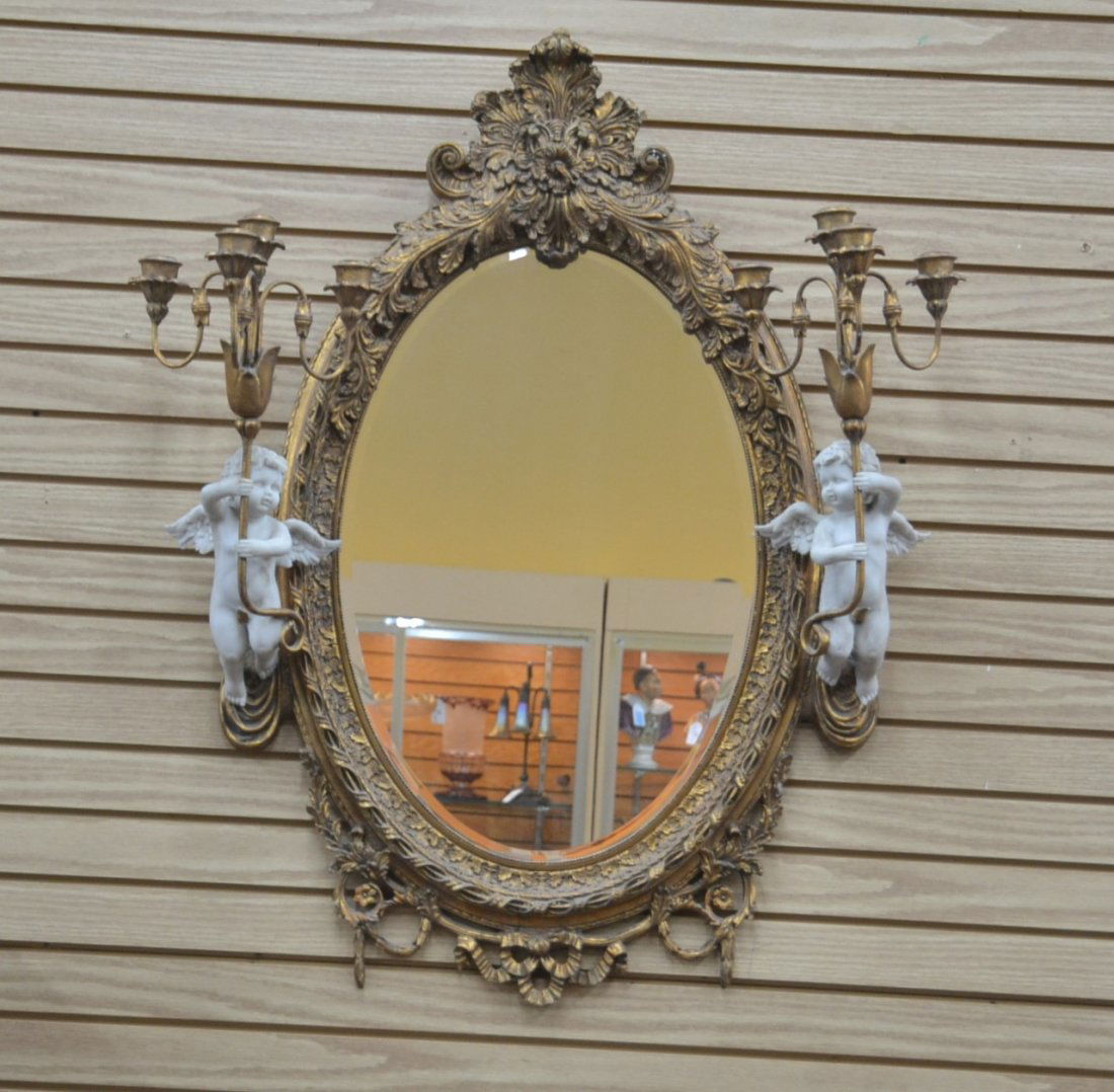 CONTEMPORARY OVAL GILT MIRROR WITH PATINATED (1 of 6)