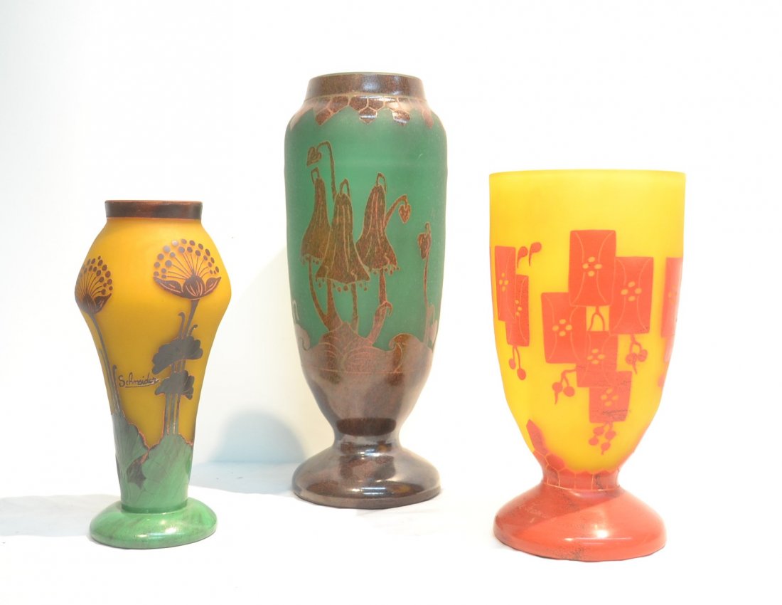 LE VERRE , SCHNEIDER & CHARDER REPLICA VASES: 6" x 17"