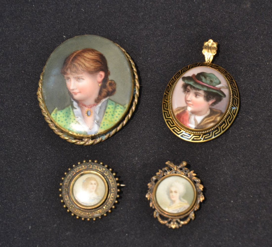 (2) HAND PAINTED PORTRAIT PINS OF BOY & GIRL (1 of 9)