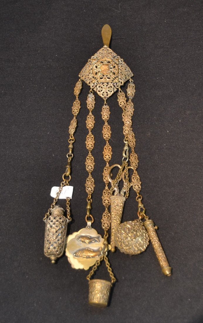 VICTORIAN CHATLING WITH SCISSORS & PERFUME: 3" x 11 1/2"