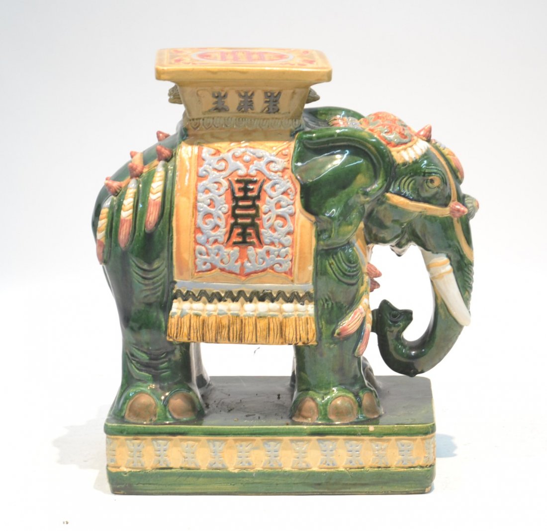 GREEN ORIENTAL ELEPHANT GARDEN SEAT: 22' x 22"