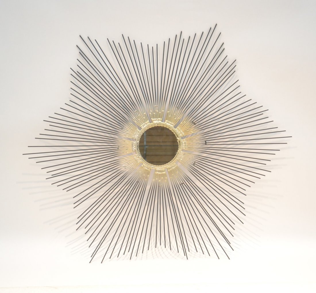 HARRY BERTOIA STYLE WELDED STEEL SUNBURST MIRROR: 38" D