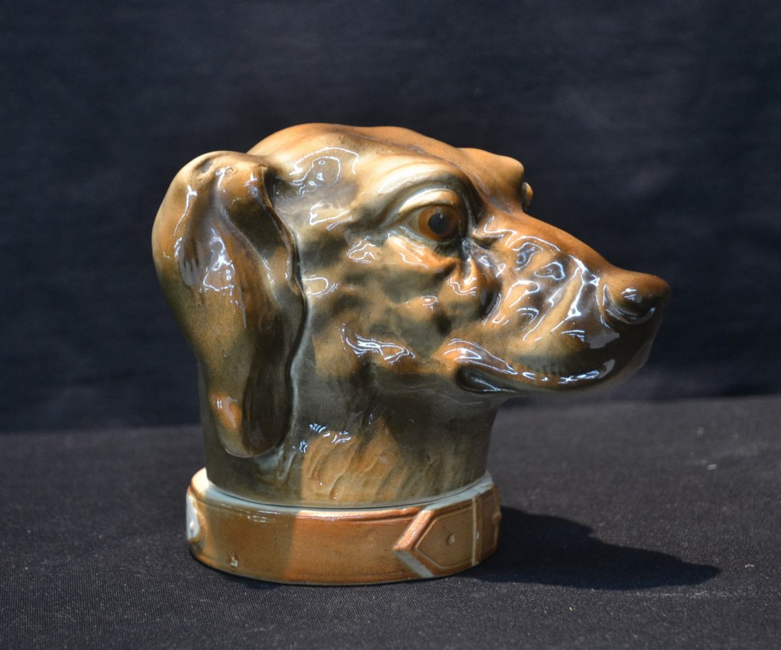 FRENCH ST. CLEMENTS DOGS HEAD TOBACCO JAR: MEDOR" - 6" x 6" x 5 1/2