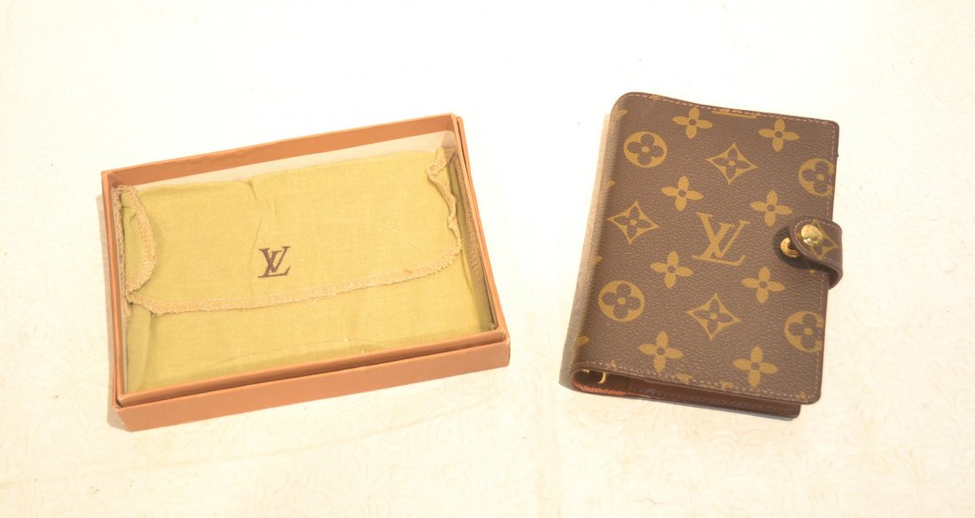 LOUIS VUITTON ADDRESS BOOK WITH ORIGINAL BOX: & DUST COVER - 4" x 5 3/4"