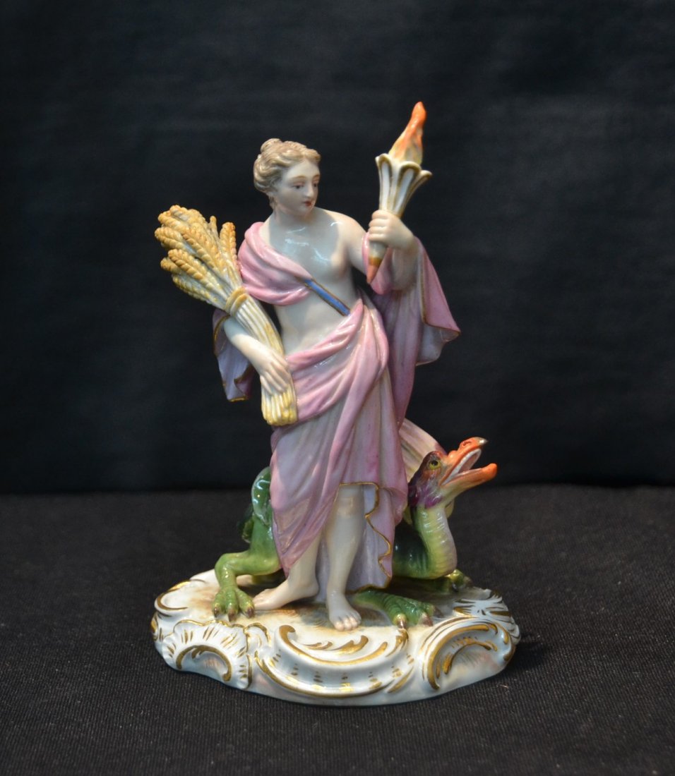 MEISSEN PORCELAIN GIRL WITH HAY - 3" x 5": HAND GLUED